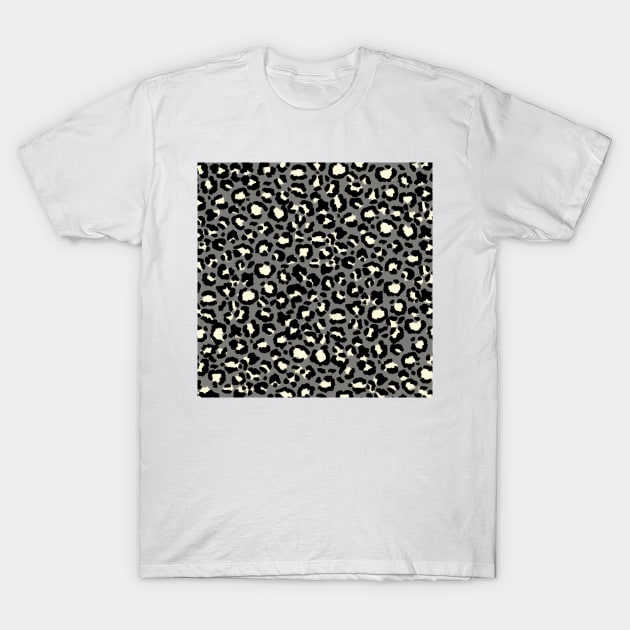 Leopard Pattern in Cream on Steel Gray T-Shirt by ButterflyInTheAttic